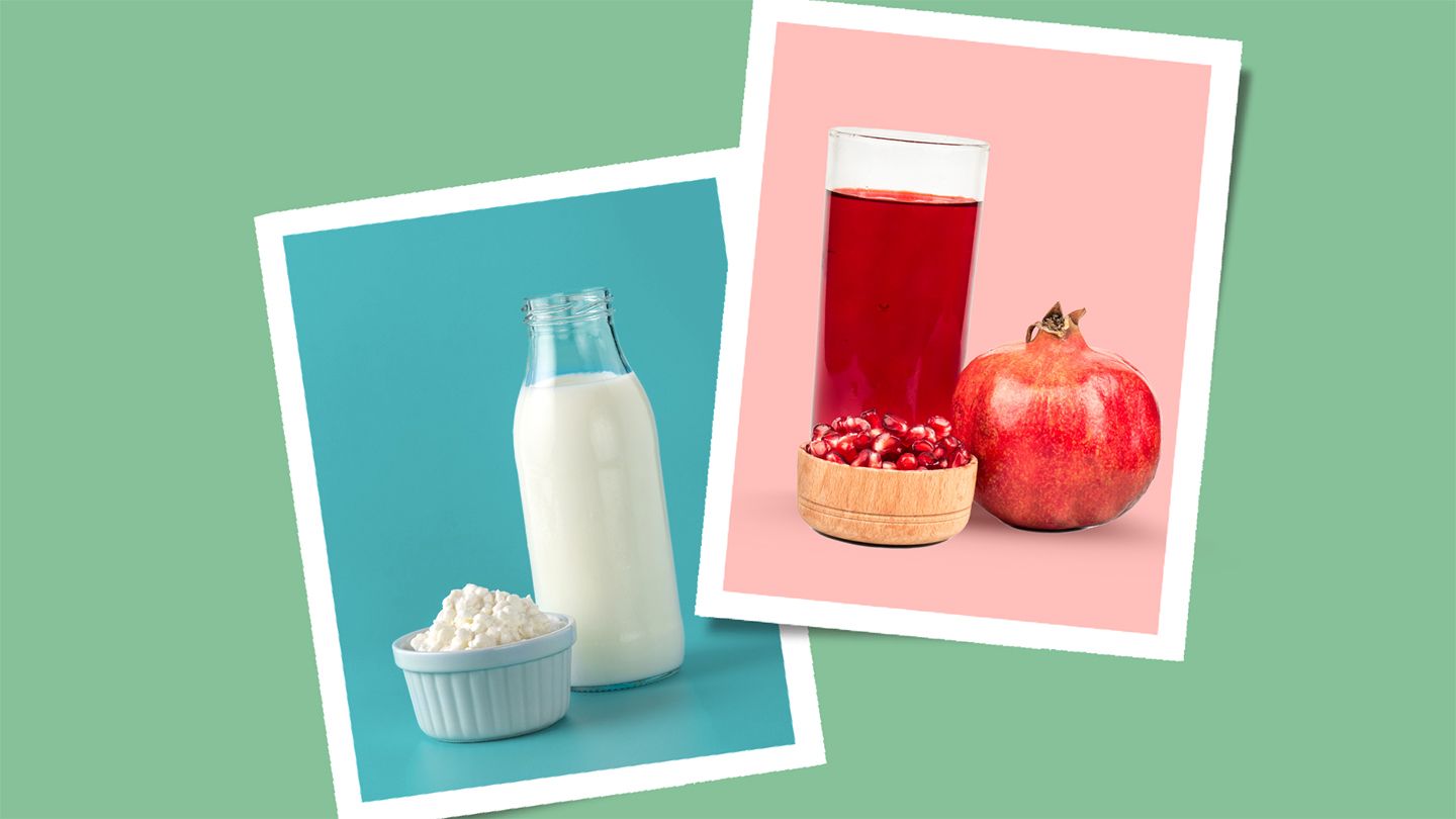 kefir and pomegranate drinks