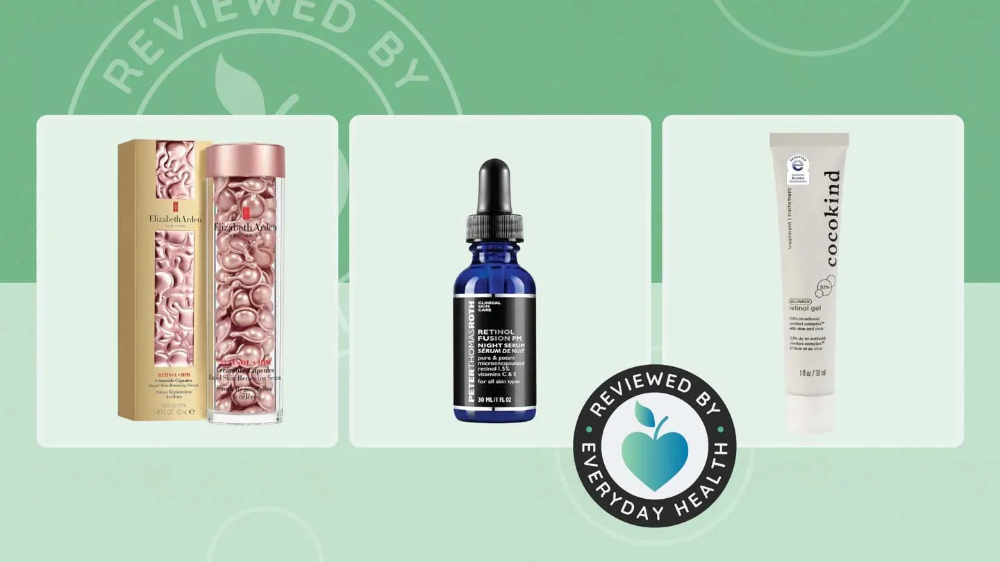 Three different types and brands of retinol products