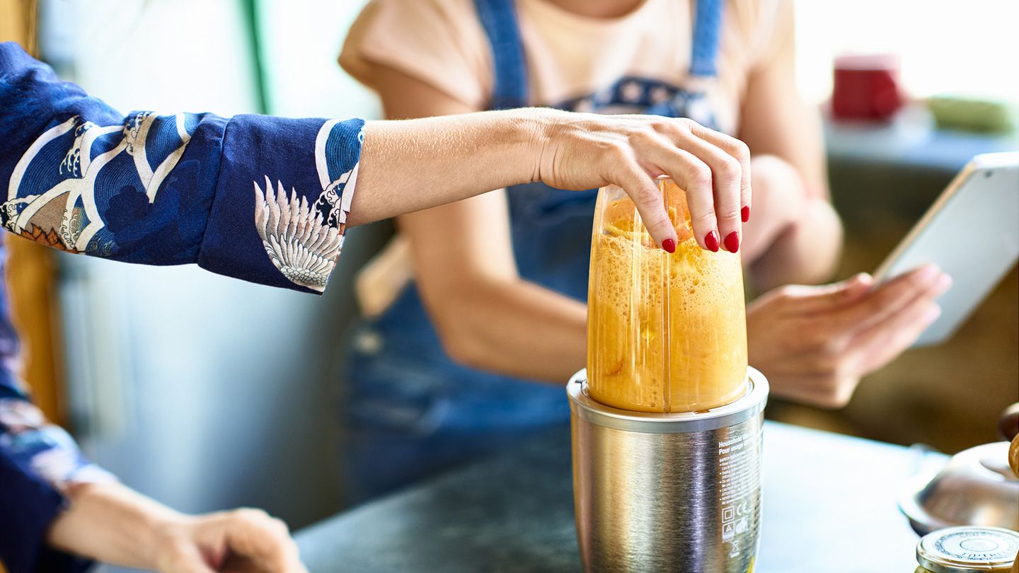 Making smoothie from whole fruits and vegetables