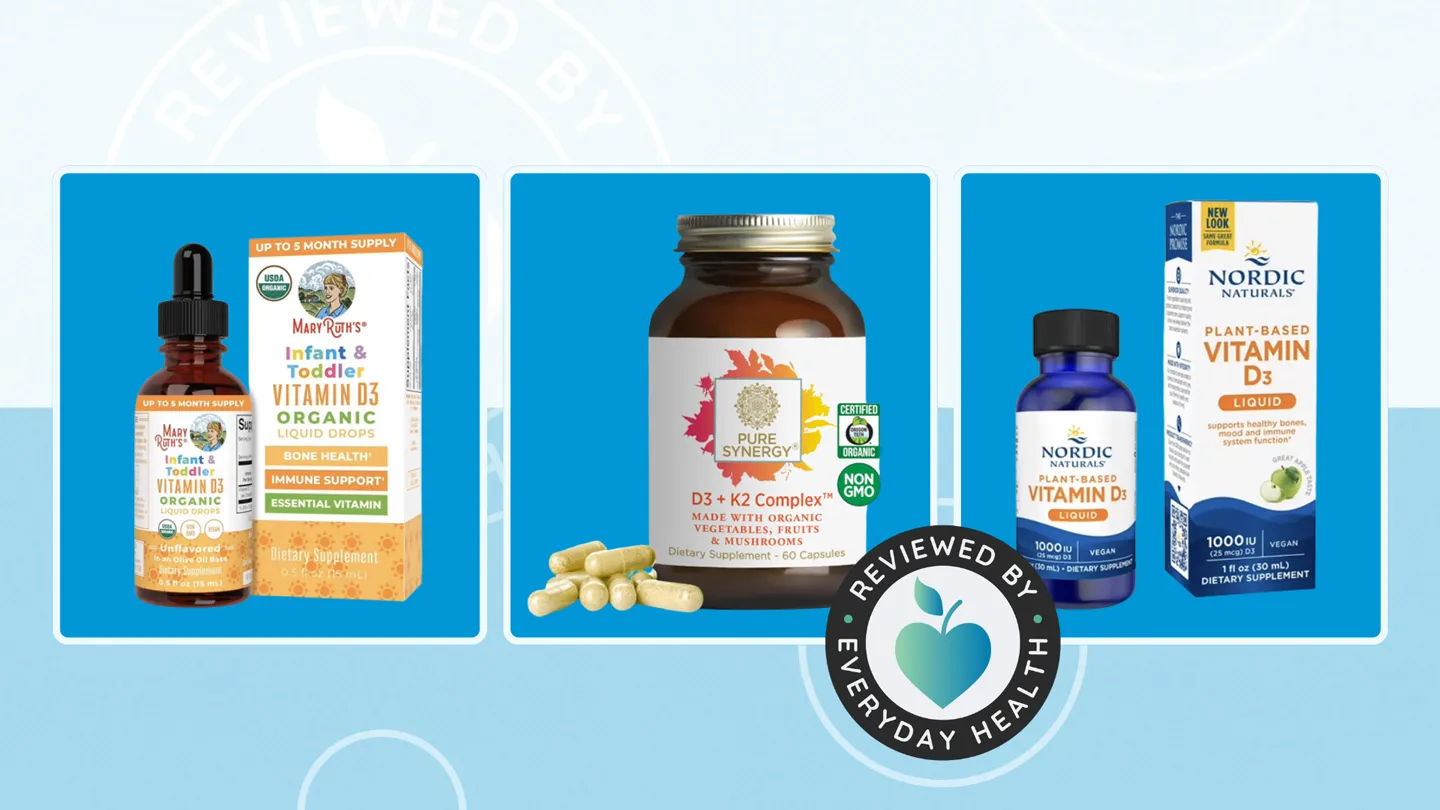 Three varieties of Vitamin D supplements against blue