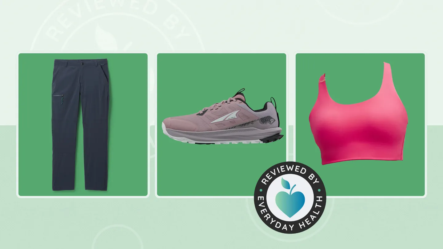 Hiking pants, sneaker, sports bra