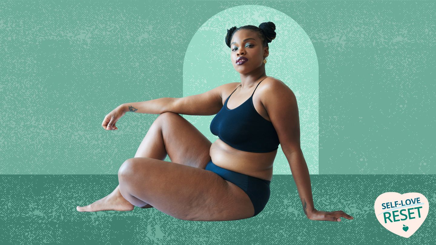 woman posing on green background space