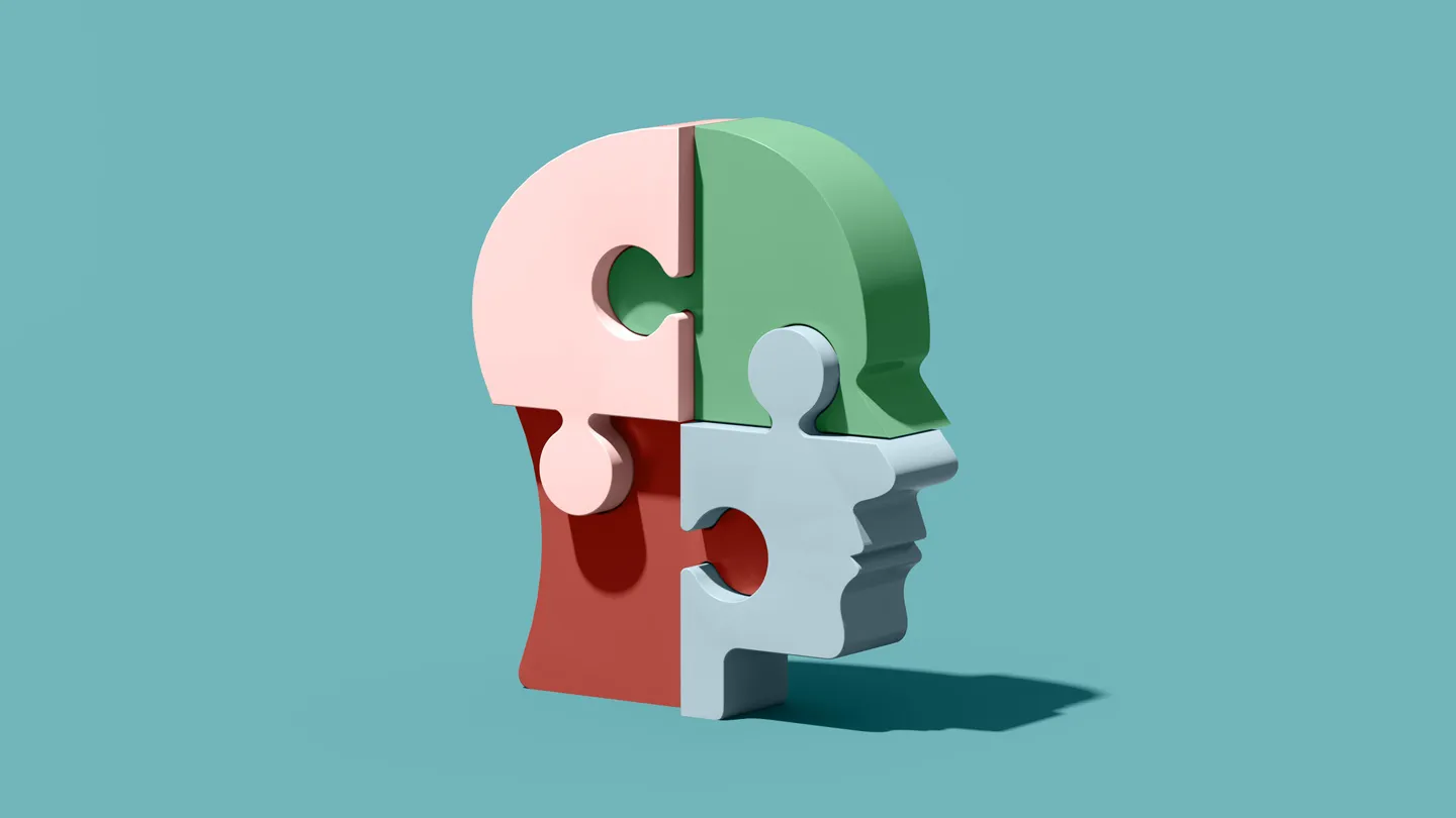 wooden puzzle head - psychological concept