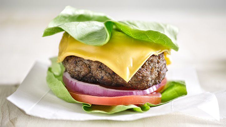 a burger with lettuce as a bun alternative