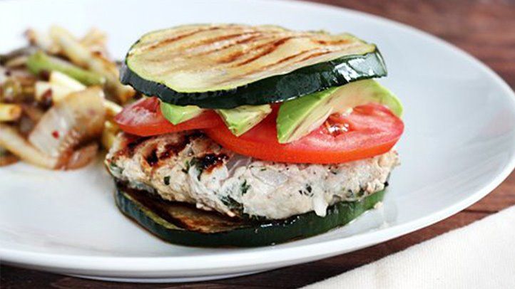 sliced zucchini which can be used as a bun alternative