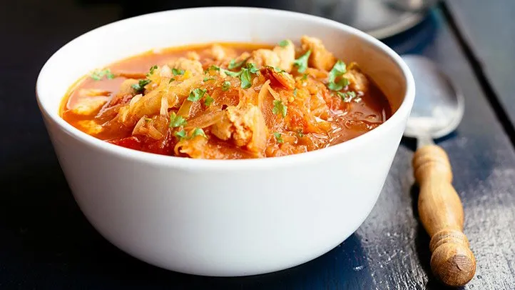 a bowl of cabbage soup