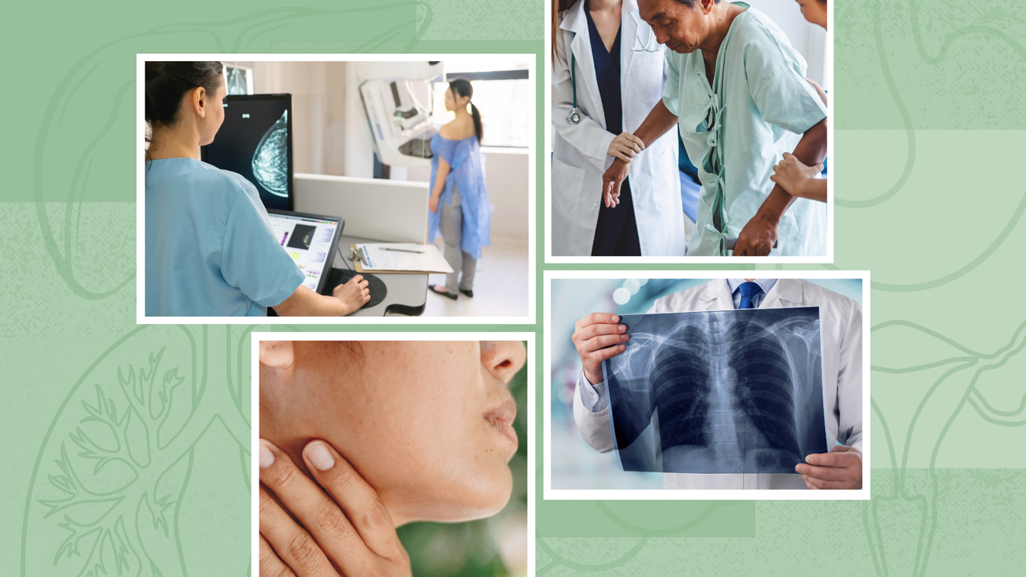 mammogram, man in hospital, chest x-ray, throat cancer