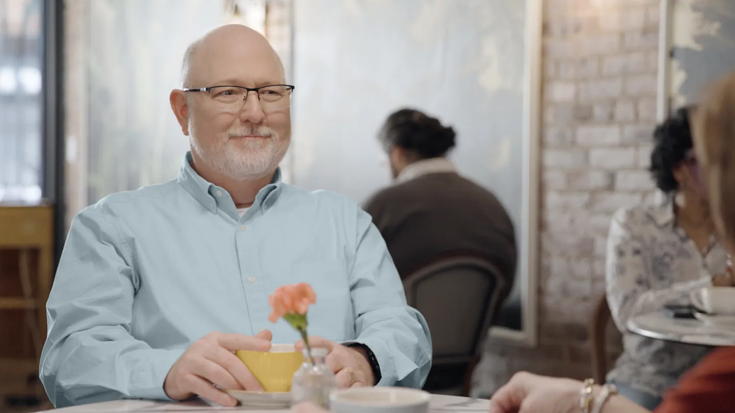 man talking in restaurant