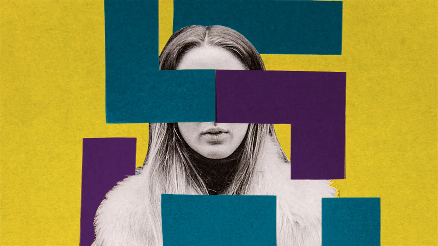 abstract photo illustration of woman and geometric shapes