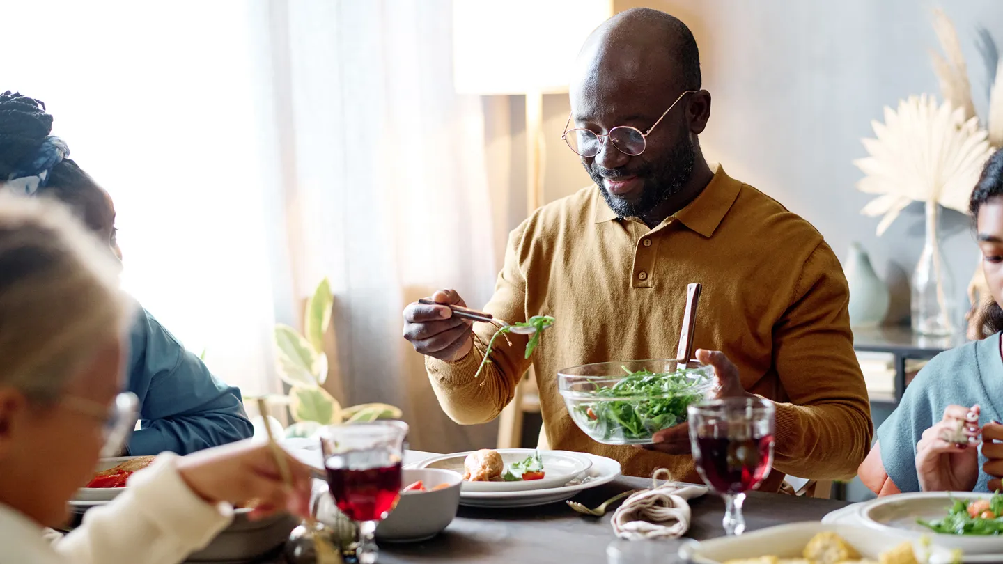 man eating holiday meal