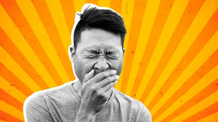 a man yawning