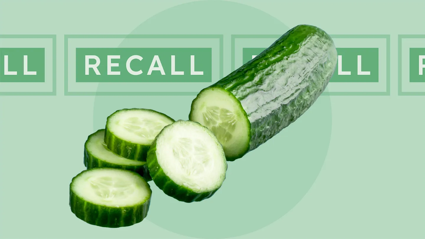 cucumber over a green repeating recall background