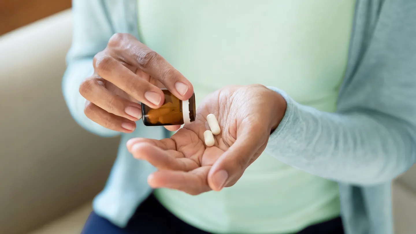 Woman taking anti depression medication