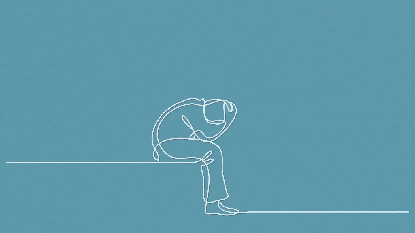 sad man line drawing