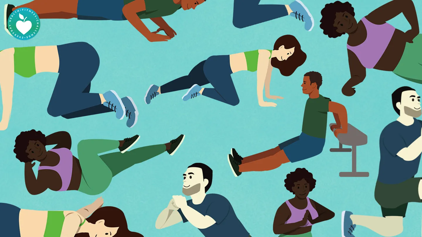 illustrations of people working out
