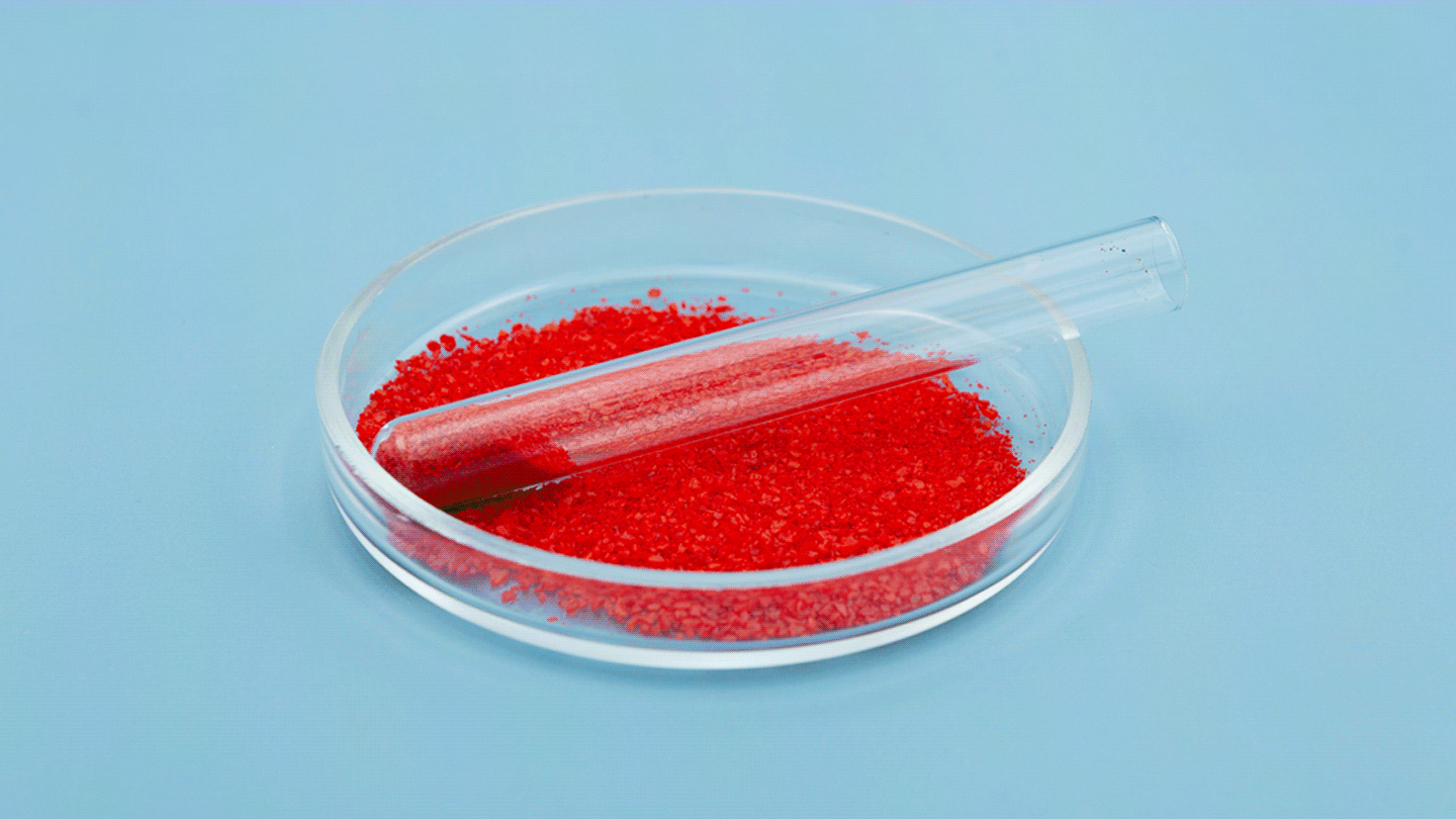 alternating colors of food dye on a blue background