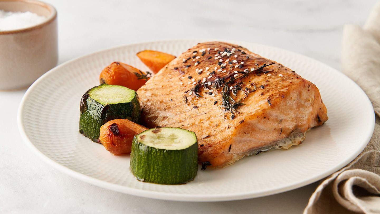 salmon and cooked zucchini