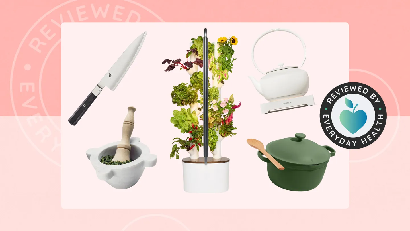An assortment of items for cooking against a pink background