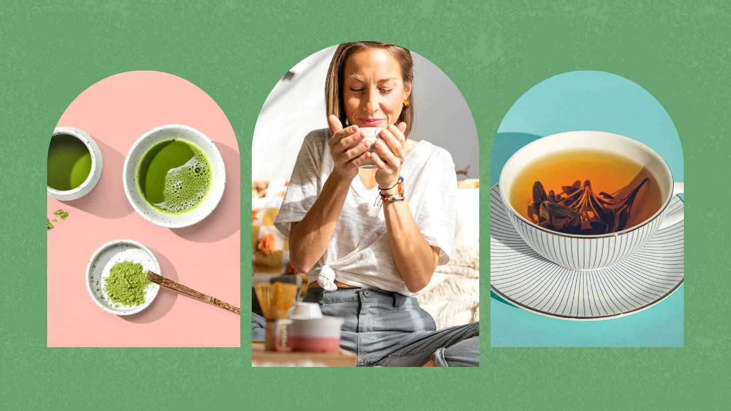 woman drinking matcha tea and Green-Tea