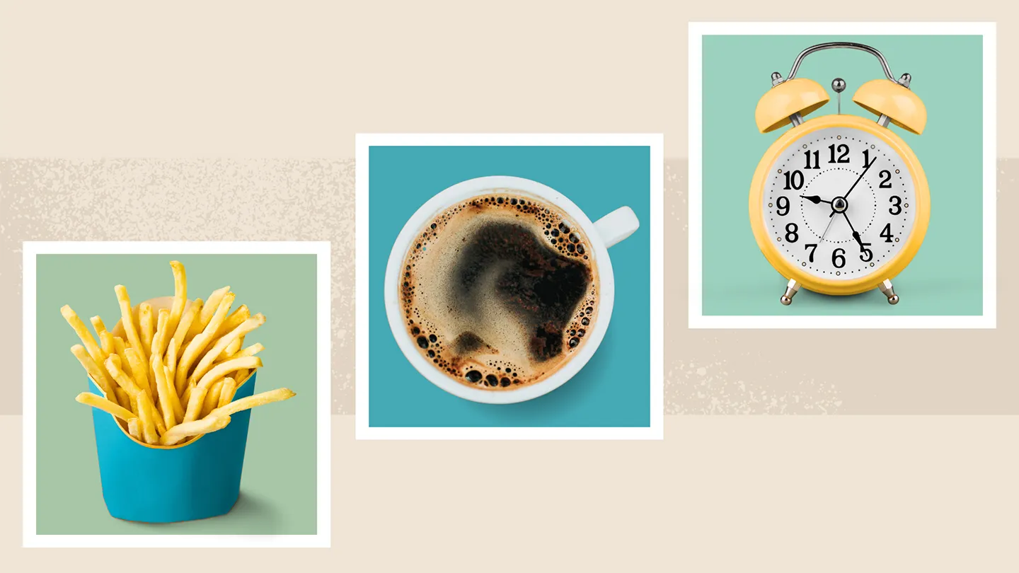 junk food, caffeine, and sleep issues