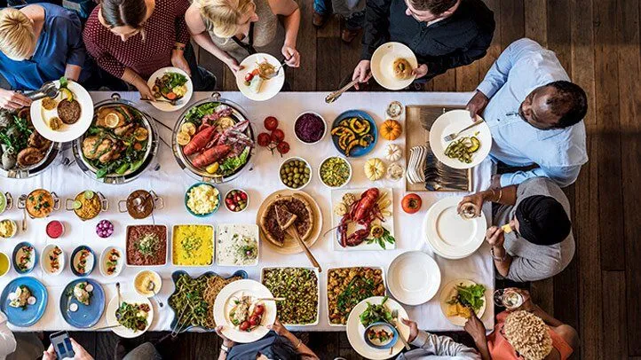 a table with food