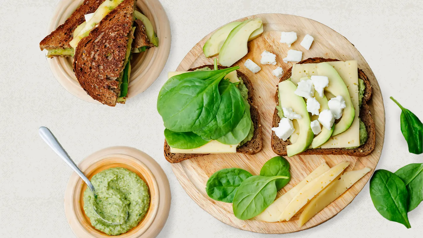 healthy grilled cheese with greens