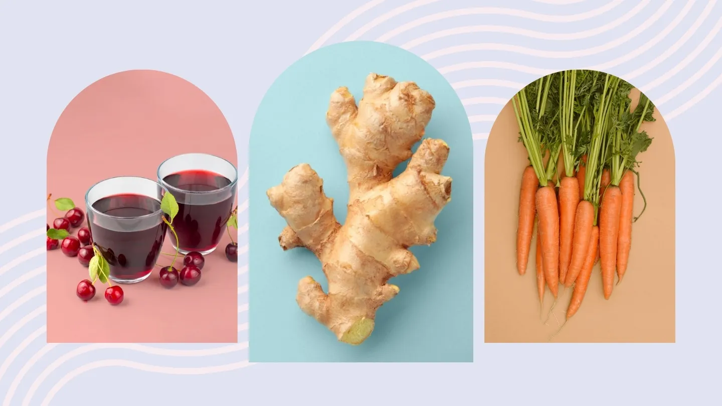 cherry juice, ginger and carrots
