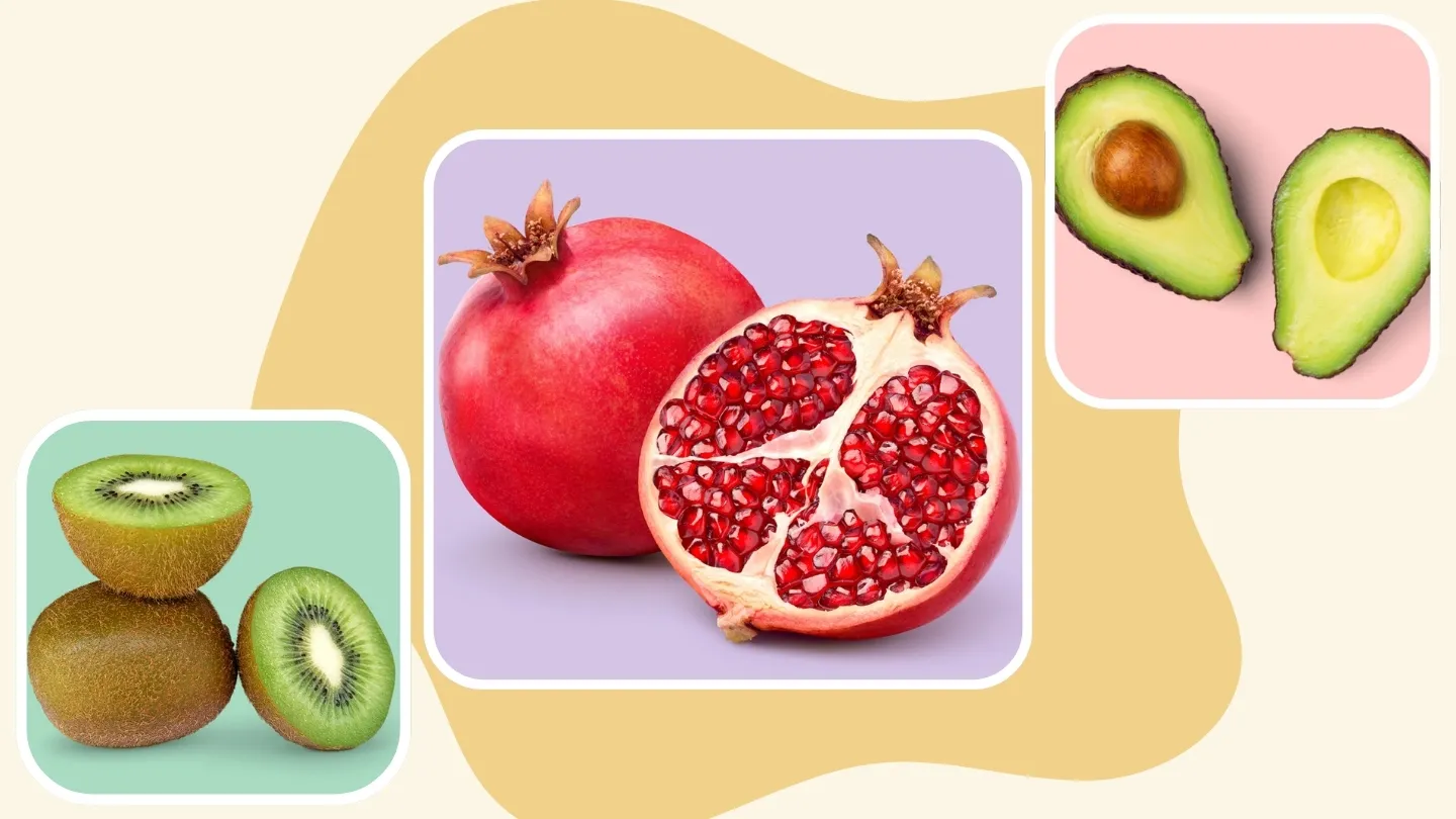 kiwi, pomegranate and avocado