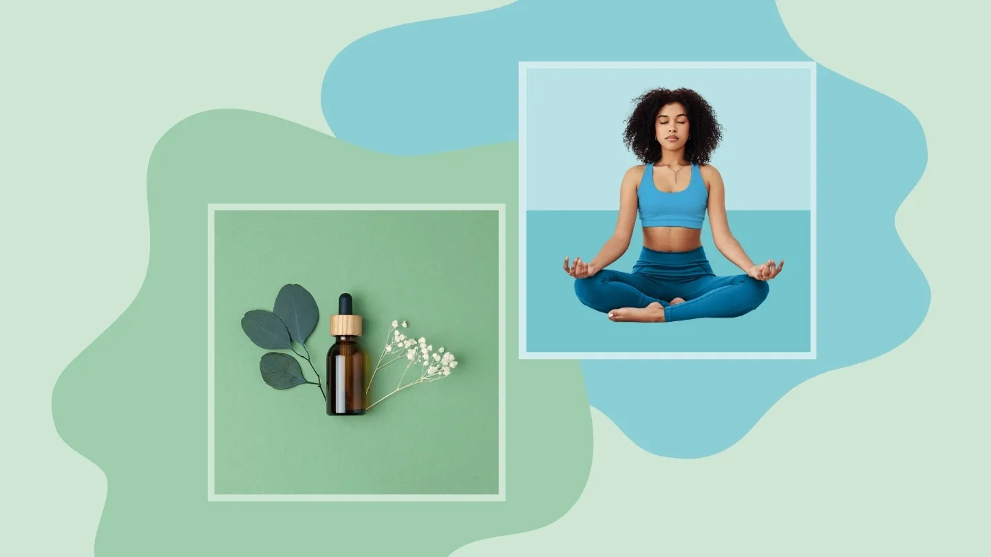 essential oil, woman doing yoga