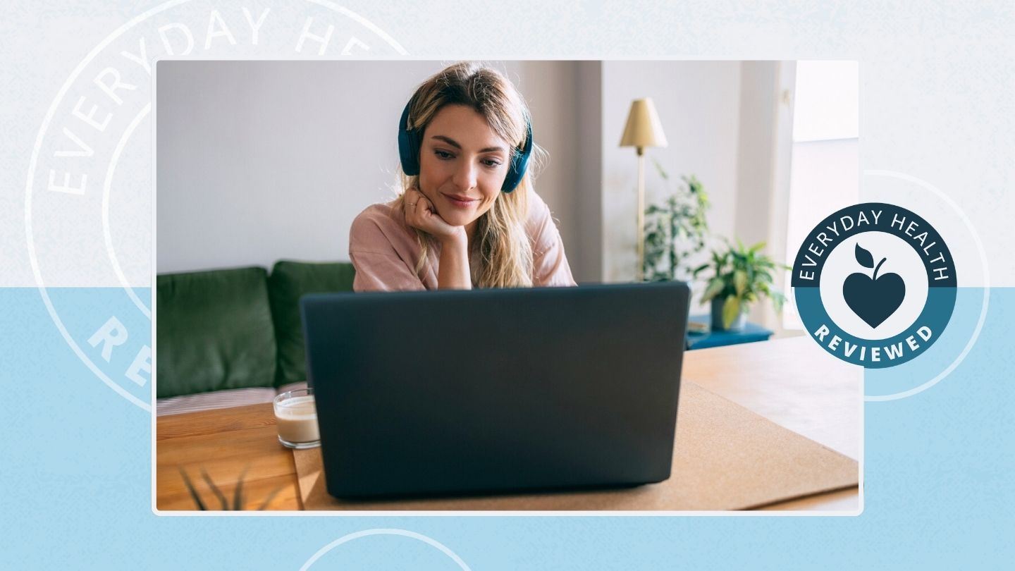 woman doing online therapy