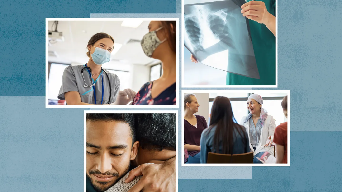 clinical trials, support groups, surrounded by family
