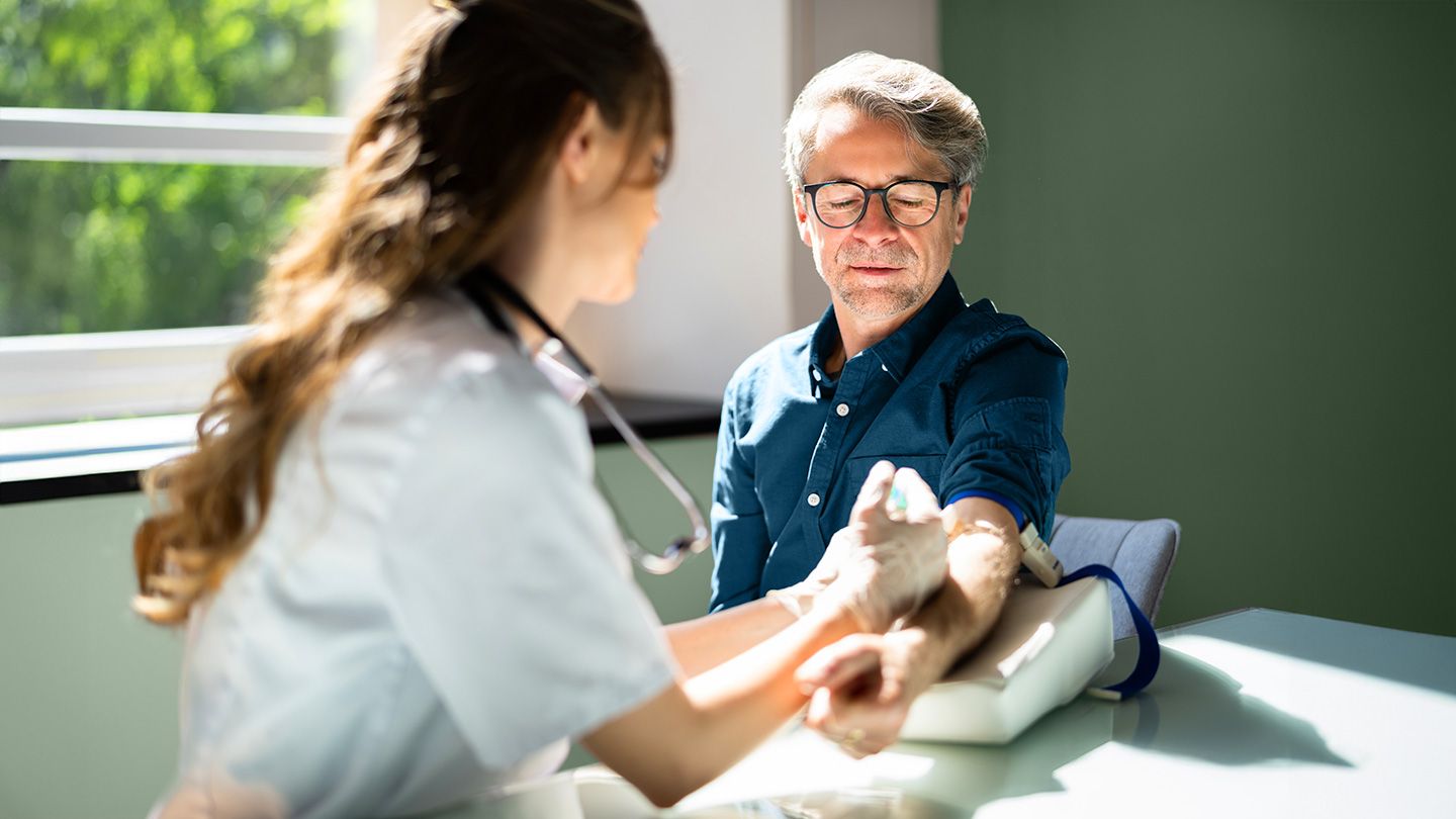 man getting a blood test for creatine levels