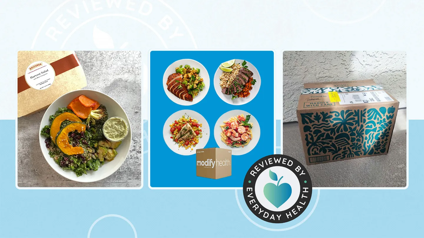 a collage of three meal delivery services