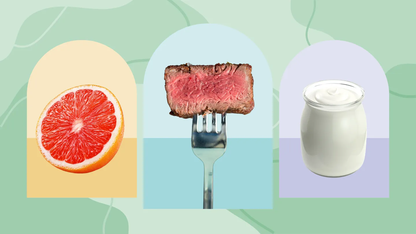 grapefruit, steak, plain yogurt