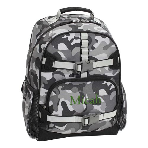 Pottery Barn Kids backpack in black and grey camo