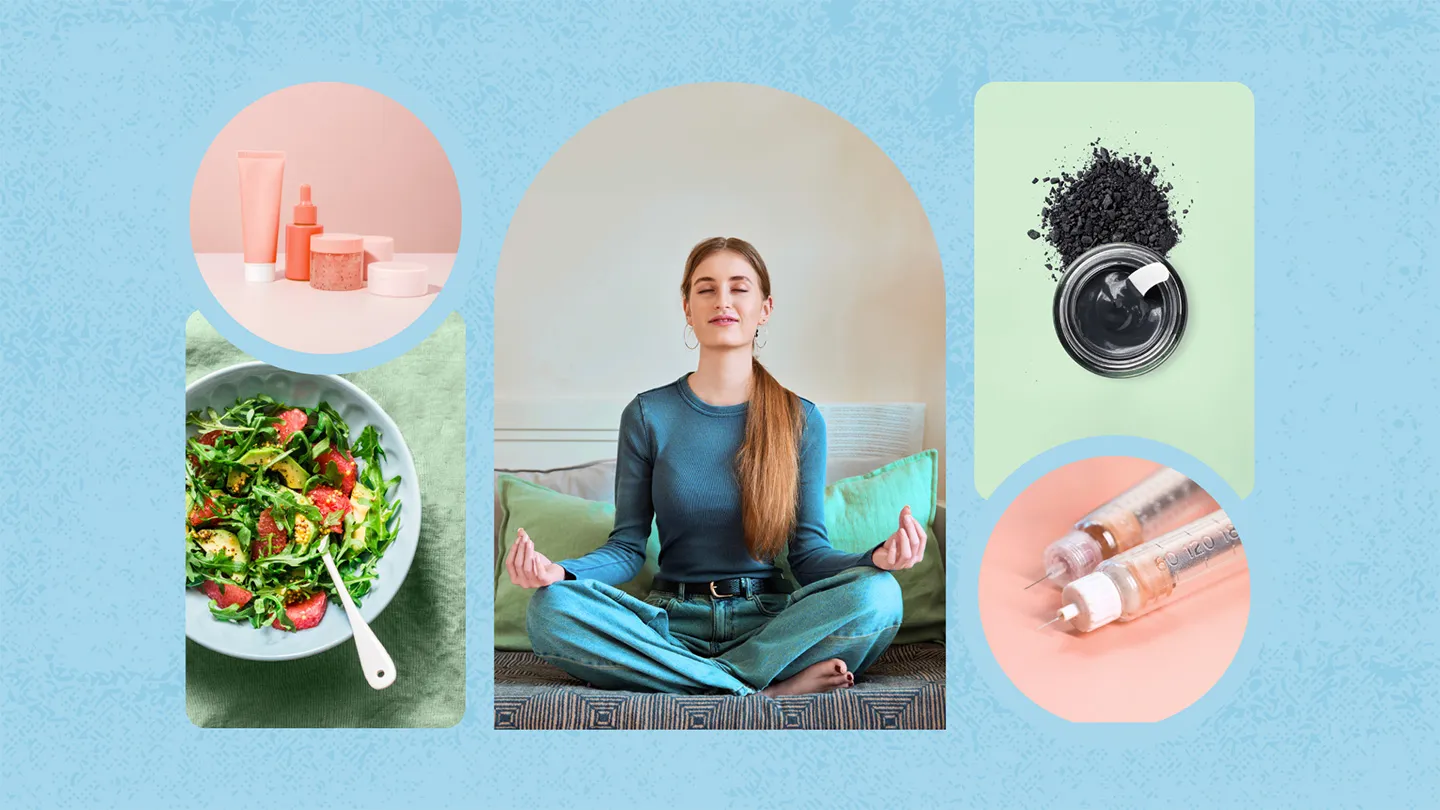 skin care products gluten free salad woman meditating coal tar biologics