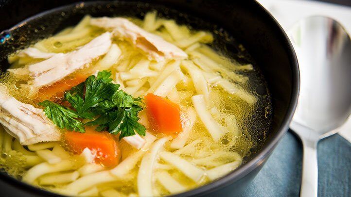 a bowl of chicken soup