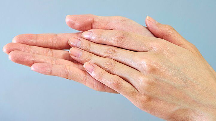 a person with sweaty hands
