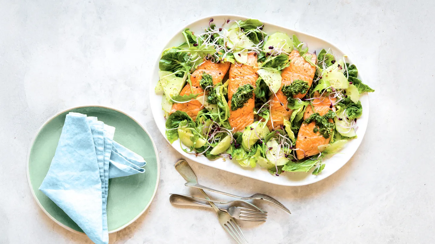 salmon and greens