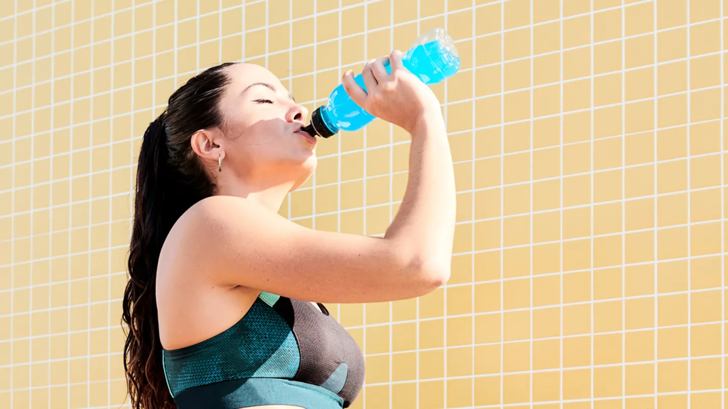 drinking sports drink after hour long hard workout