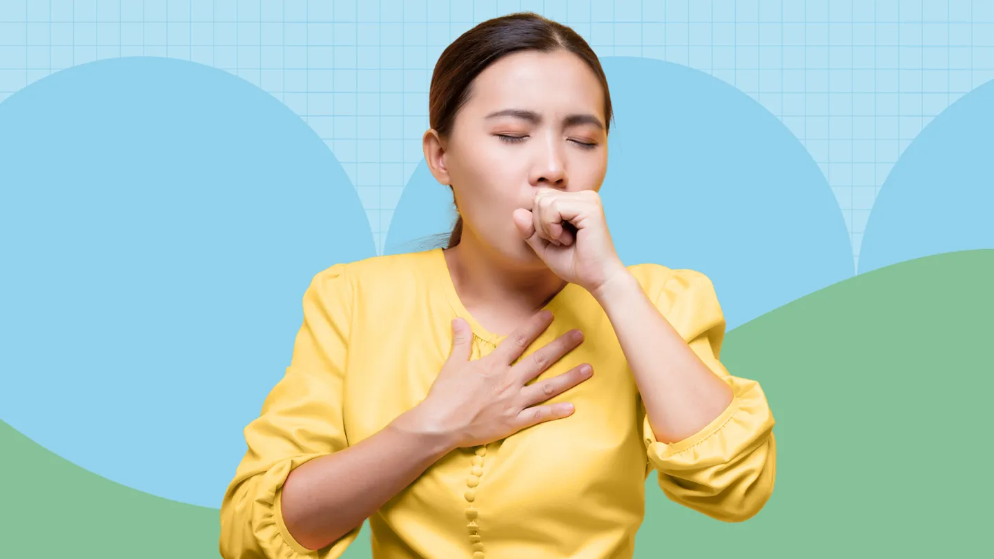 young woman coughing with summer cold