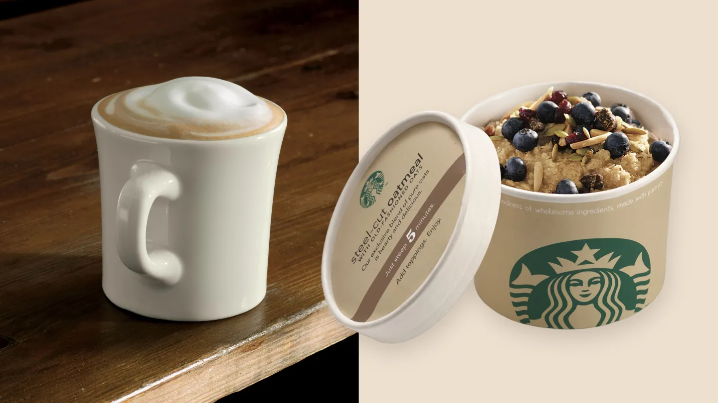 Whole Milk Cappuccino and Oatmeal With Nuts