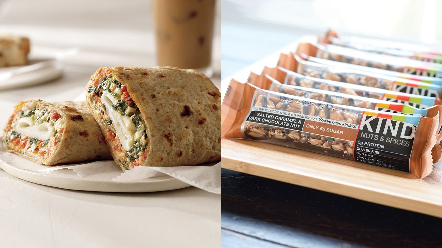 Spinach and Feta Breakfast Wrap and a KIND Bar