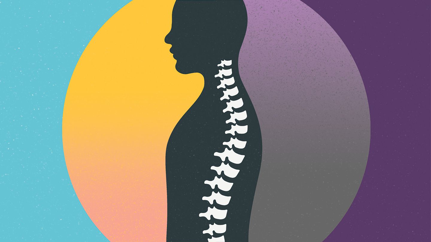person with spine night and day abstract illustration 