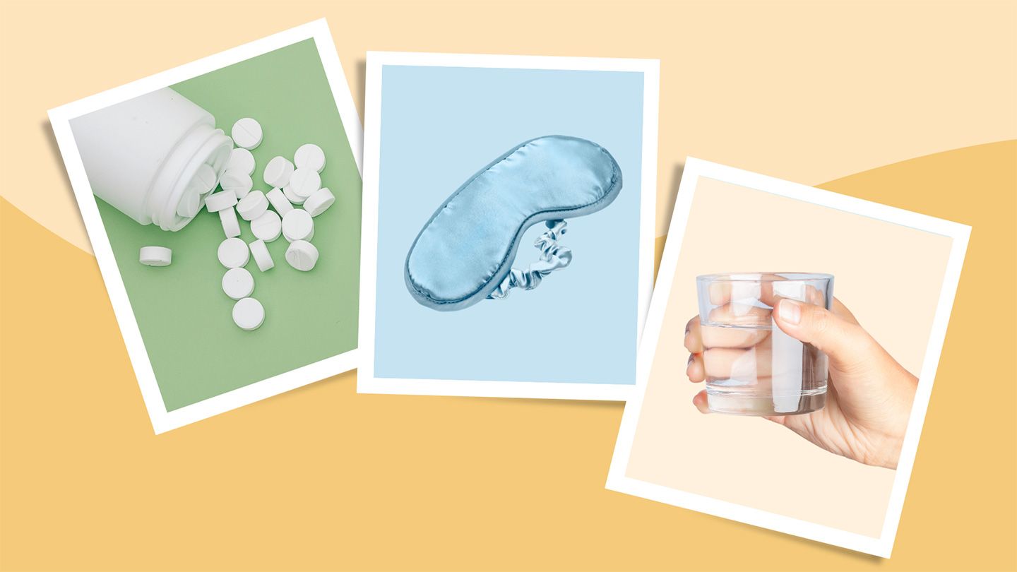 over the counter medications sleep mask getting rest hand holding glass of water