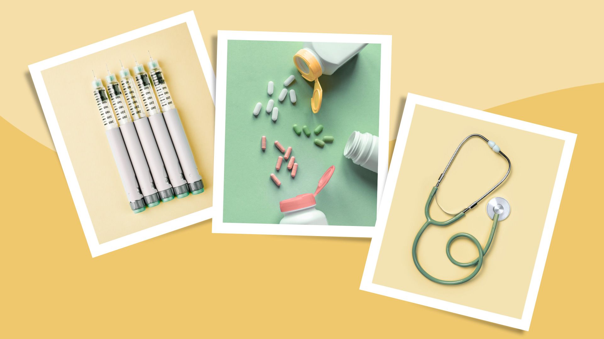 biologic pens assorted colorful capsule and tablet anti inflammatory and otc medications green stethoscope