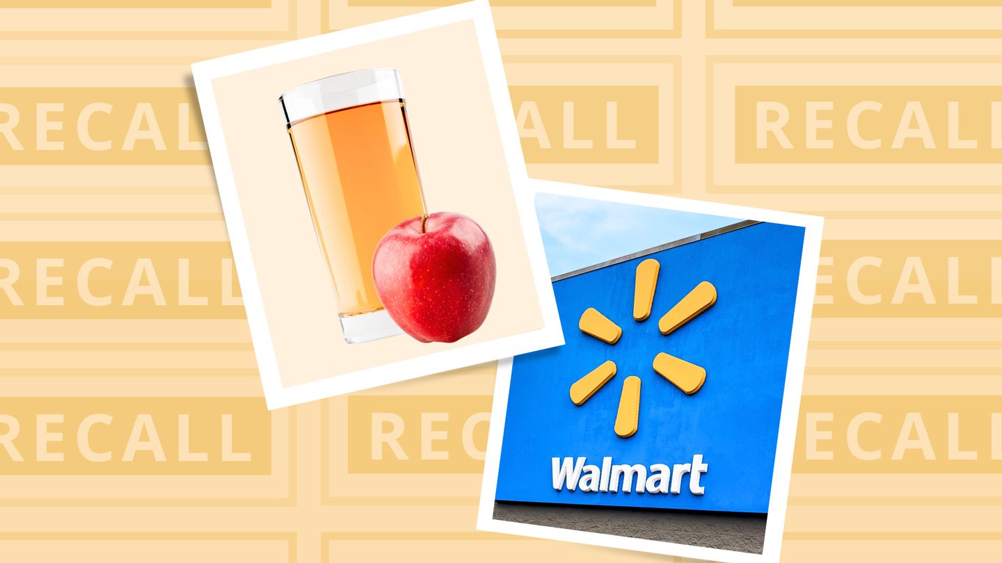 apple juice and walmart store sign