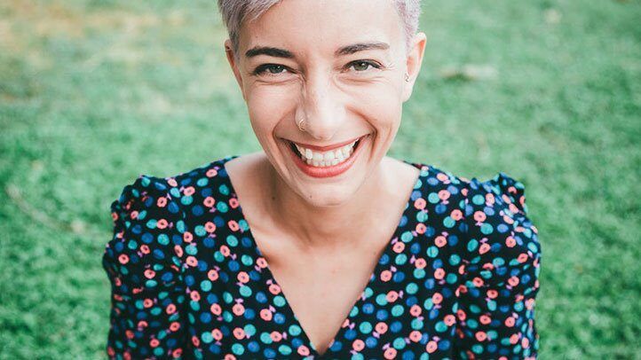 a woman with healthy skin