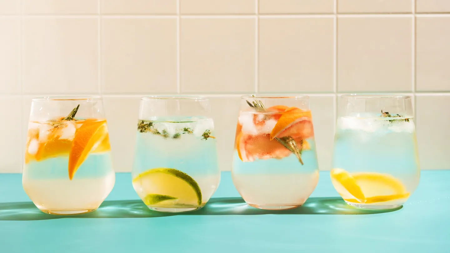 adding fruit and herbs to water