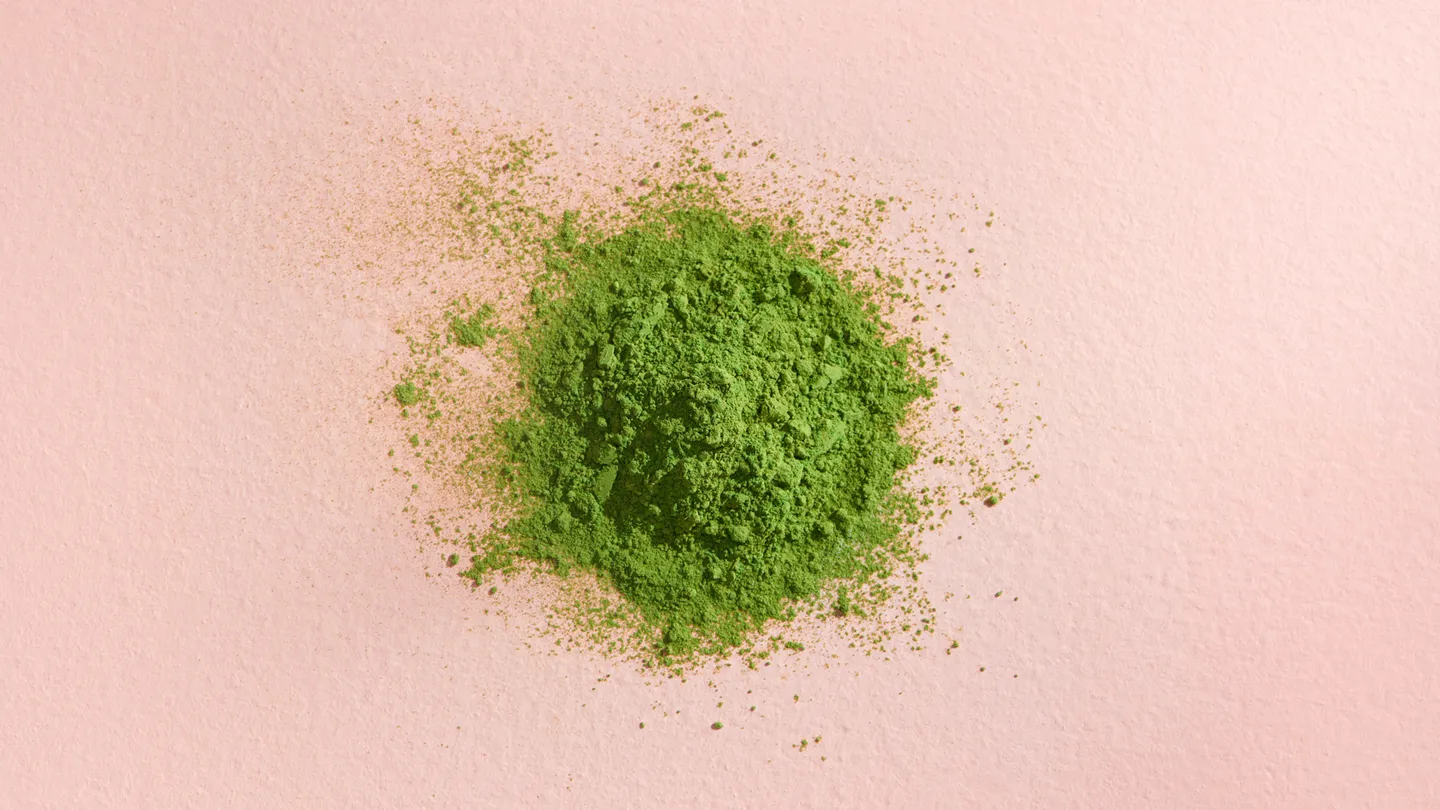 pile of green powder on surface